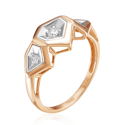 Кольцо с бриллиантами из комбинированного золота 585 (арт. 49271)