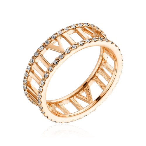 Кольцо с бриллиантами из красного золота 585 (арт. 73642)