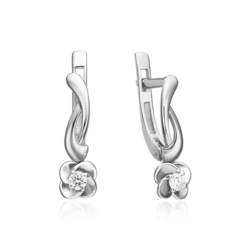Серьги с бриллиантами из белого золота 585 пробы (арт. 89523)