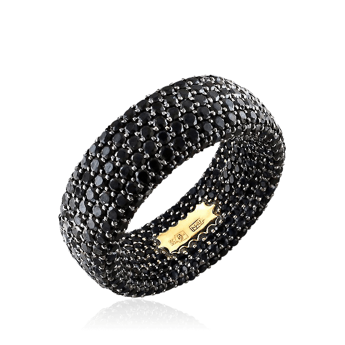 Кольцо россыпь с черными сапфирами из черного золота 750 пробы (арт. 33894)