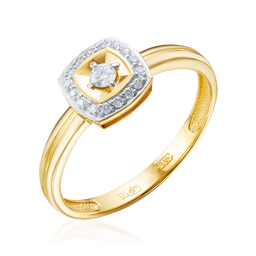 Кольцо с бриллиантами из желтого золота 585 пробы (арт. 96983)