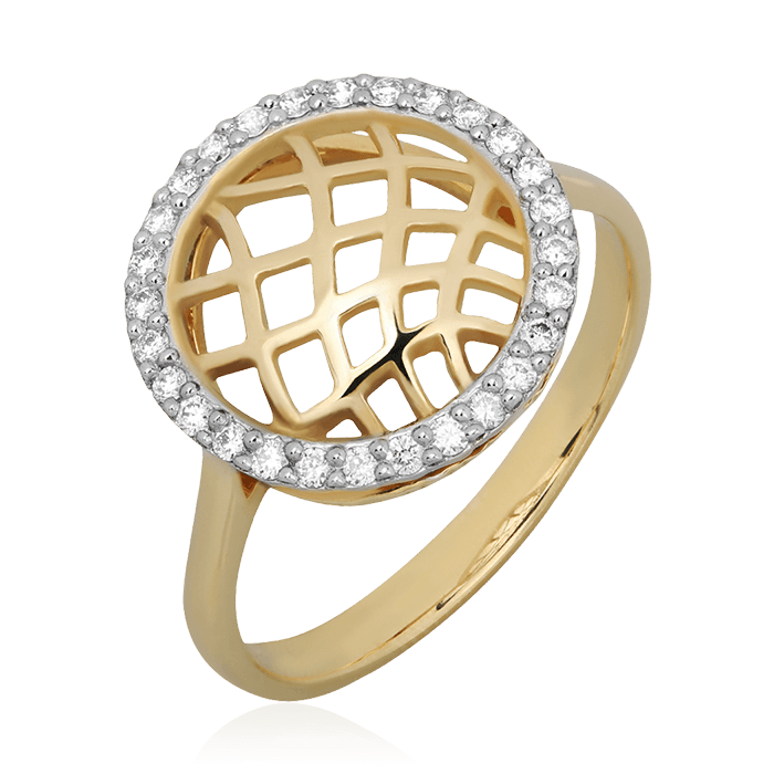 Кольцо с бриллиантами из желтого золота 585 (арт. 75506)