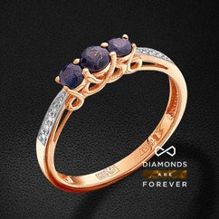 Кольцо с сапфиром, бриллиантами из красного золота 585 пробы (арт. 34421)