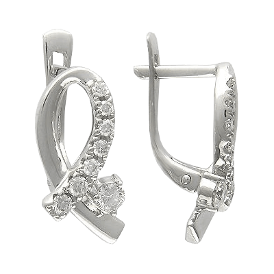 Серьги с бриллиантами из белого золота 750 пробы, фото № 1