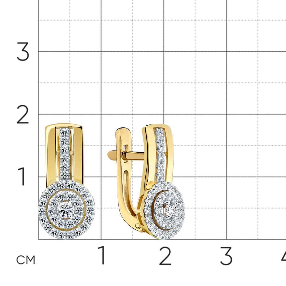 Серьги с бриллиантами из желтого золота 585 пробы, фото № 2
