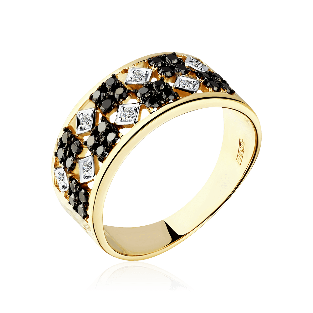 Кольцо с бриллиантами из желтого золота 585 пробы (арт. 101433)
