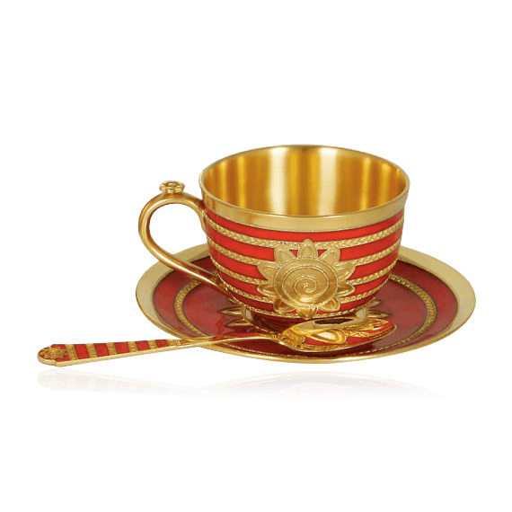 Набор чашка с блюдцем из чайного сервиза «Масленица» из серебра 925 пробы (арт. 87898)