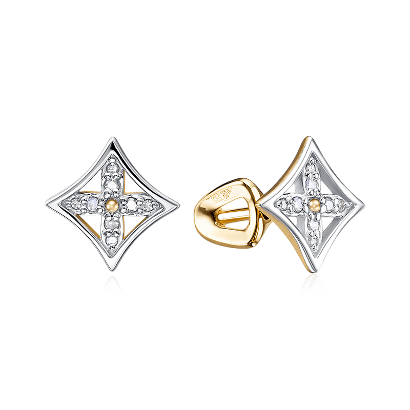Серьги с бриллиантами из желтого золота 585 пробы (арт. 129689)
