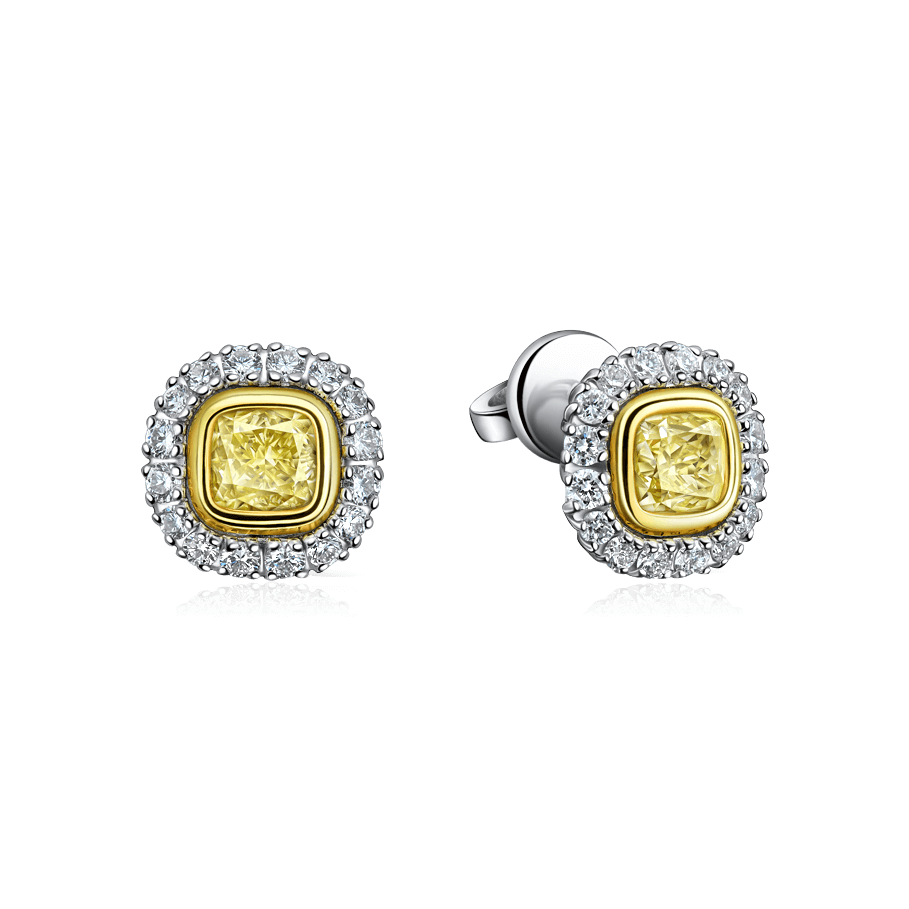 Серьги-пусеты с бриллиантами из желтого золота 750 пробы (арт. 99515)