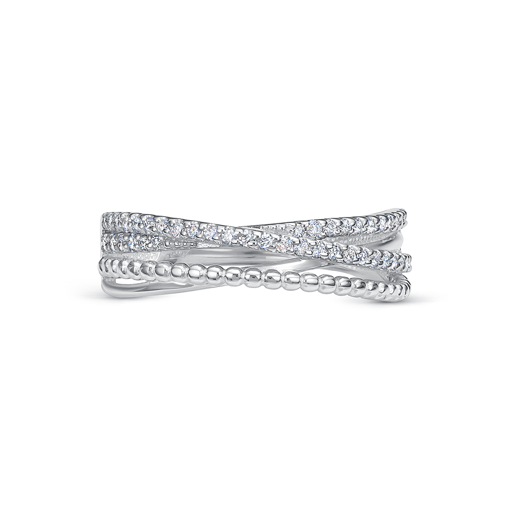 Кольцо с бриллиантами из белого золота 585 пробы, фото № 2