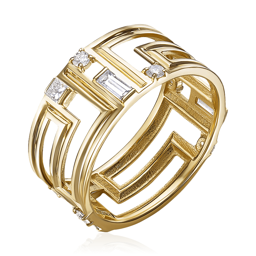 Кольцо с бриллиантами из красного золота 585 (арт. 88982)