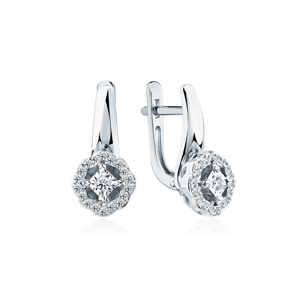 Серьги с бриллиантами из белого золота 585 пробы (арт. 126366)