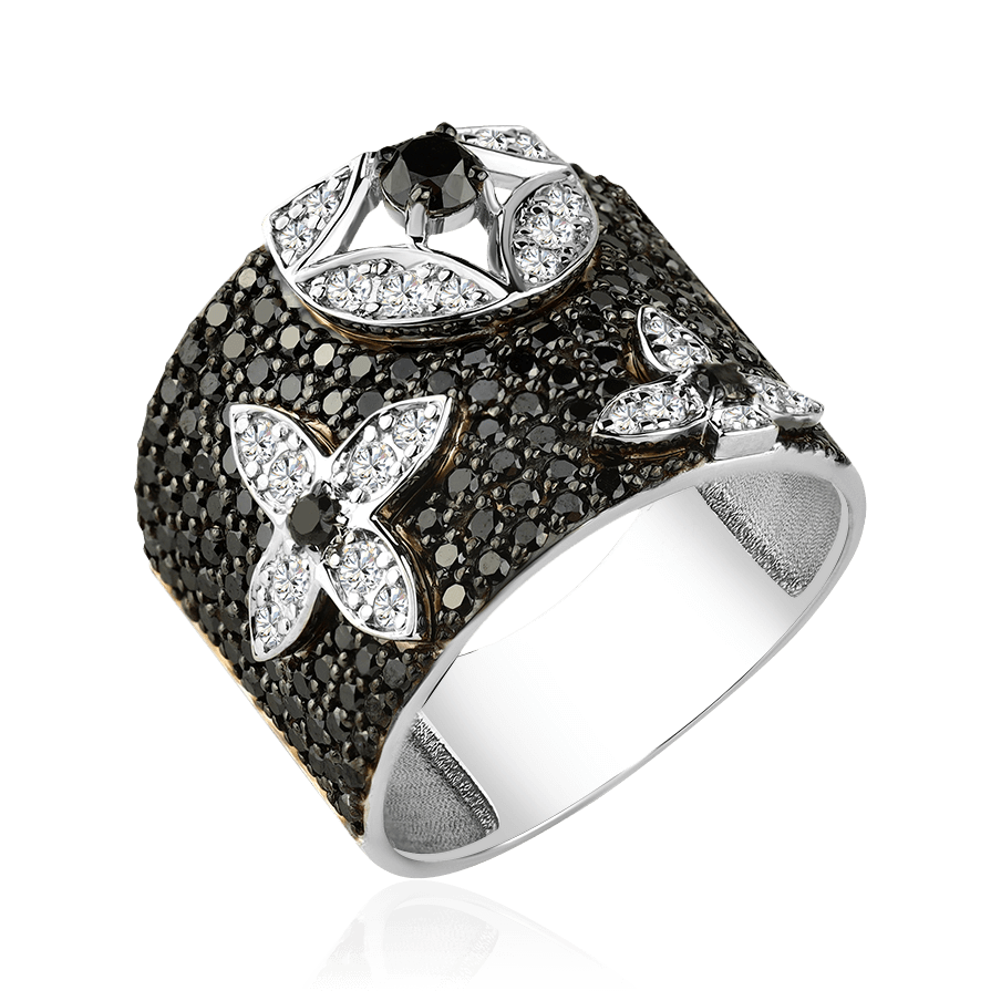 Кольцо с бриллиантами из белого золота 585 пробы (арт. 92083)