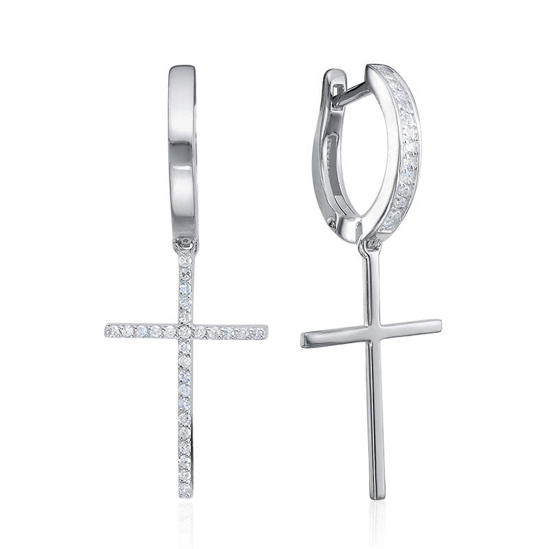 Серьги с бриллиантами из белого золота 585 пробы (арт. 125293)