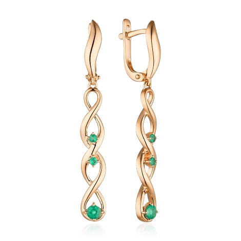 Серьги с изумрудом из красного золота 585 пробы (арт. 61850)