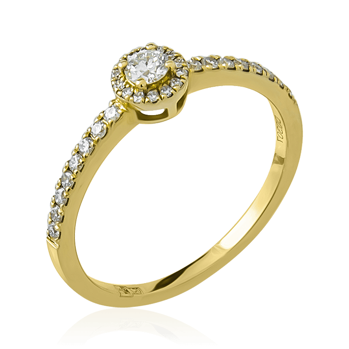 Кольцо с бриллиантами из желтого золота 750 (арт. 81547)