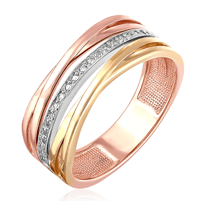 Кольцо с бриллиантами из красного золота 585 (арт. 47651)