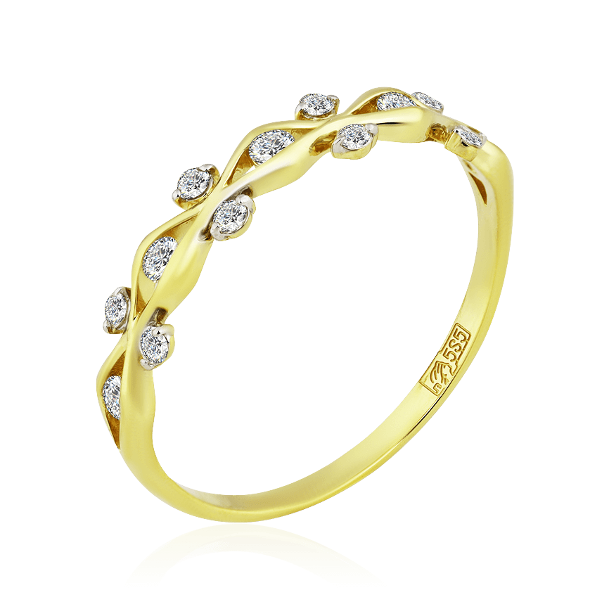 Кольцо с бриллиантами из желтого золота 585 пробы (арт. 95978)