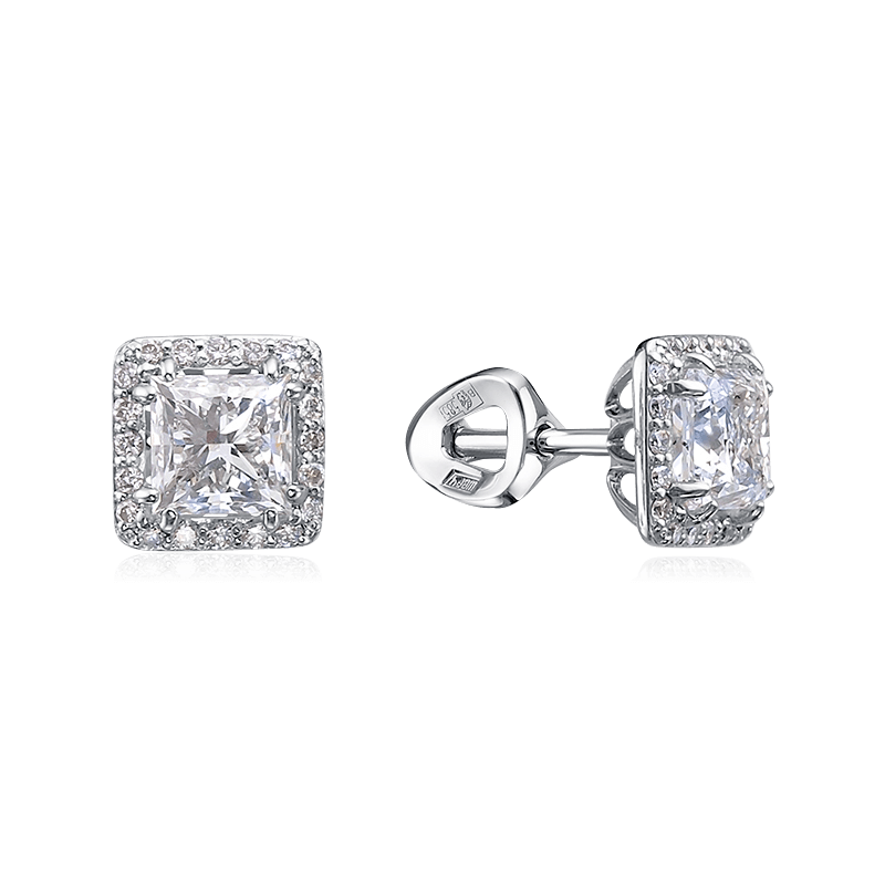 Серьги с бриллиантами из белого золота 585 пробы, фото № 1