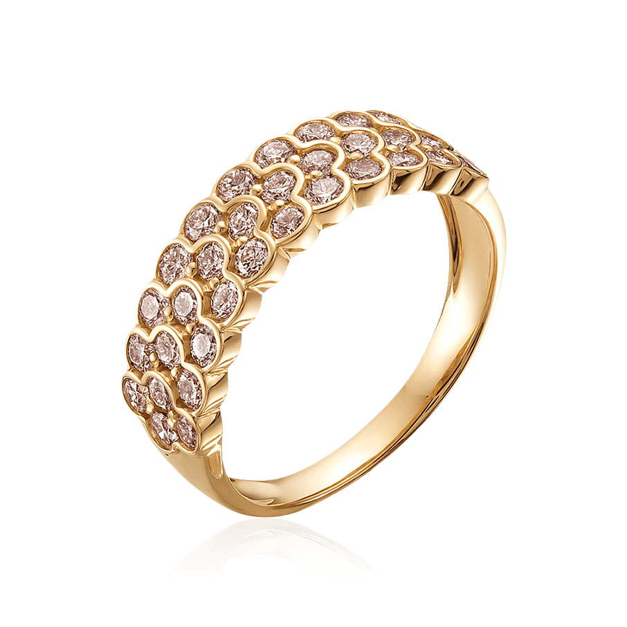 Кольцо с бриллиантами из красного золота 585 пробы (арт. 101002)
