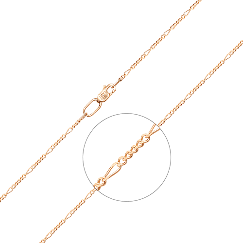Цепь плетение фигаро из красного золота 585 пробы, фото № 1