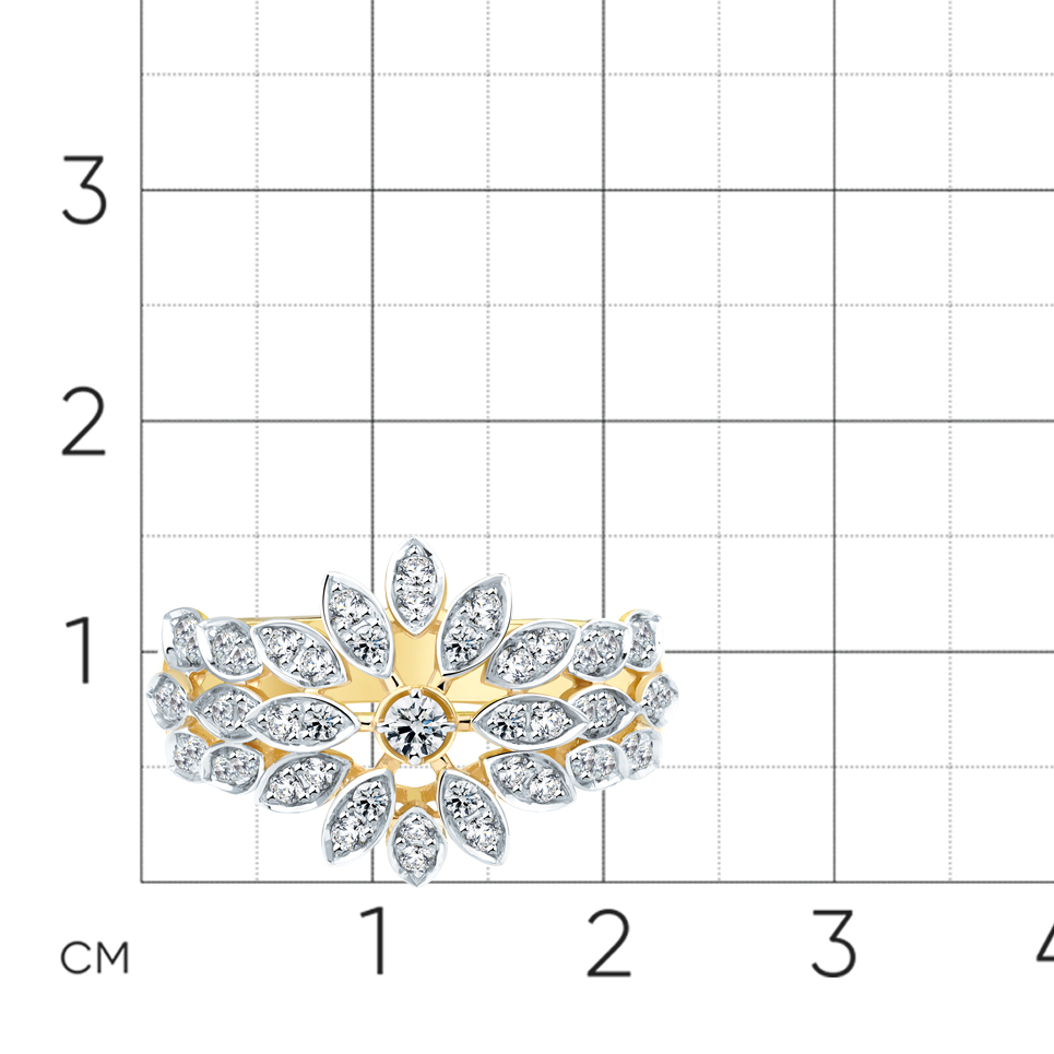 Кольцо с бриллиантами из желтого золота 585 пробы, фото № 4
