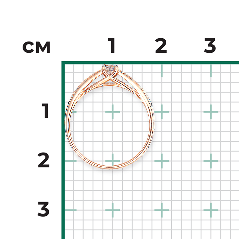 Кольцо с 1 бриллиантом из красного золота 585, фото № 3