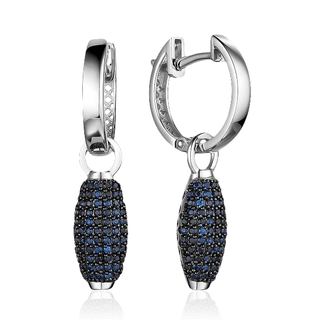 Серьги с сапфиром из белого золота 585 пробы, фото № 1