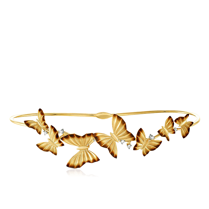 Модный браслет на ладонь с бриллиантами из желтого золота 585 пробы из коллекции Танец Бабочек (арт. 41581)