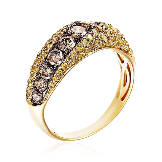 Кольцо с бриллиантами из желтого золота 585 пробы (арт. 103075)