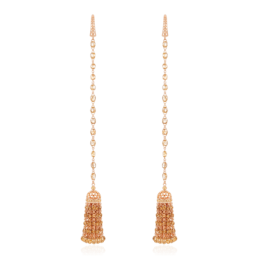 Серьги-кисти с бриллиантами из розового золота 750 пробы (арт. 91523)