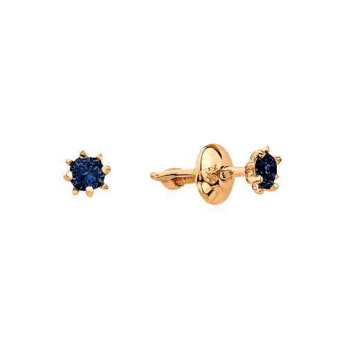 Серьги пусеты с сапфиром из красного золота 585 пробы (арт. 31490)