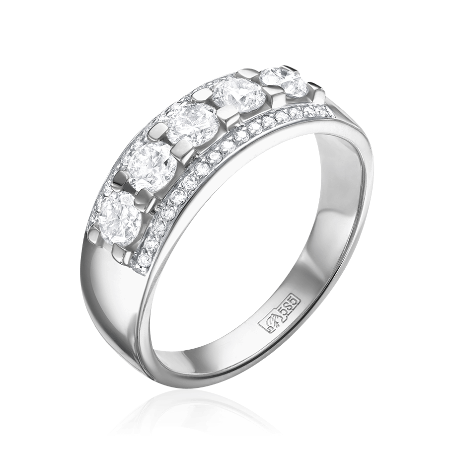 Кольцо с бриллиантами из белого золота 585, фото № 1