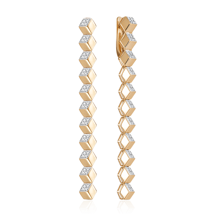 Серьги с бриллиантами из красного золота 585 пробы (арт. 100812)