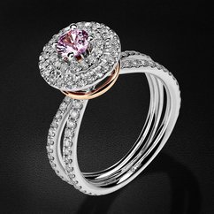 Кольцо из коллекции BRIDAL с бриллиантами, сапфиром фантазийным из комбинированного золота 750 пробы (арт. 42053)