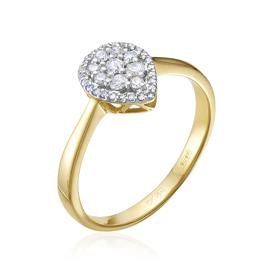Кольцо с бриллиантами из желтого золота 585 пробы (арт. 101153)