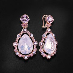 Серьги с кварцем, аметистом, сапфиром фантазийным из красного золота 585 пробы (арт. 40617)