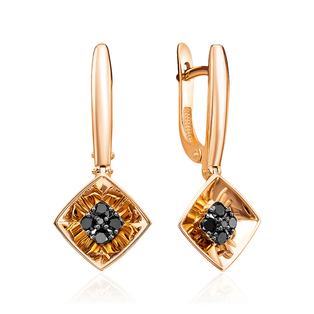 Серьги с бриллиантами из комбинированного золота 585 пробы (арт. 97259)
