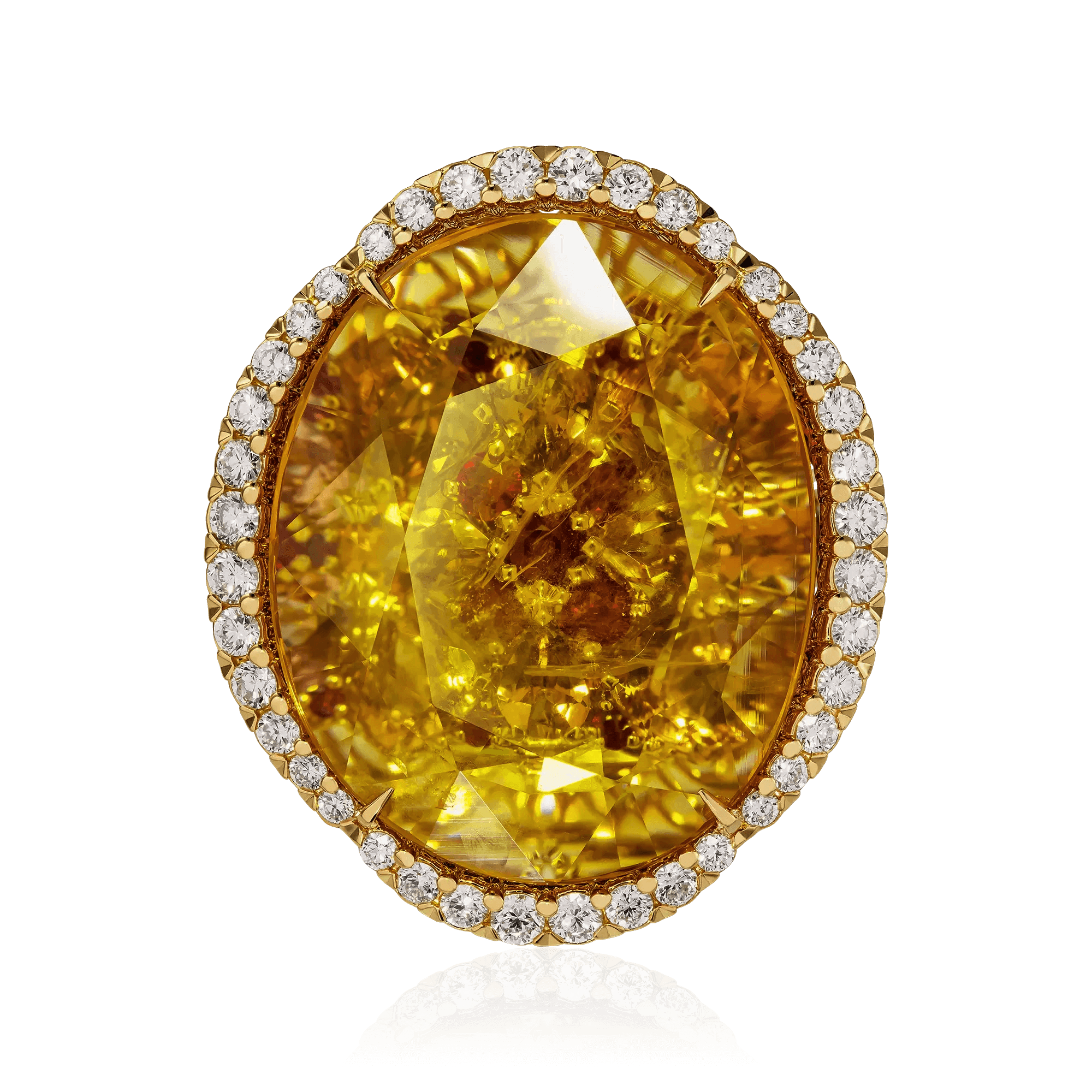 Кольцо с рубином, сапфиром, турмалином, бриллиантами из желтого золота 750 пробы, фото № 2