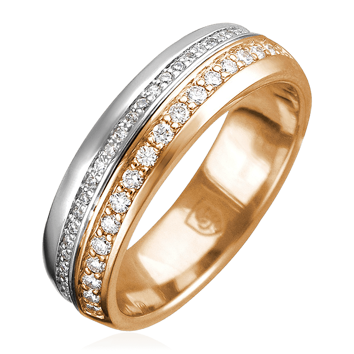 Обручальное кольцо с бриллиантами из комбинированного золота 585 пробы (арт. 61554)