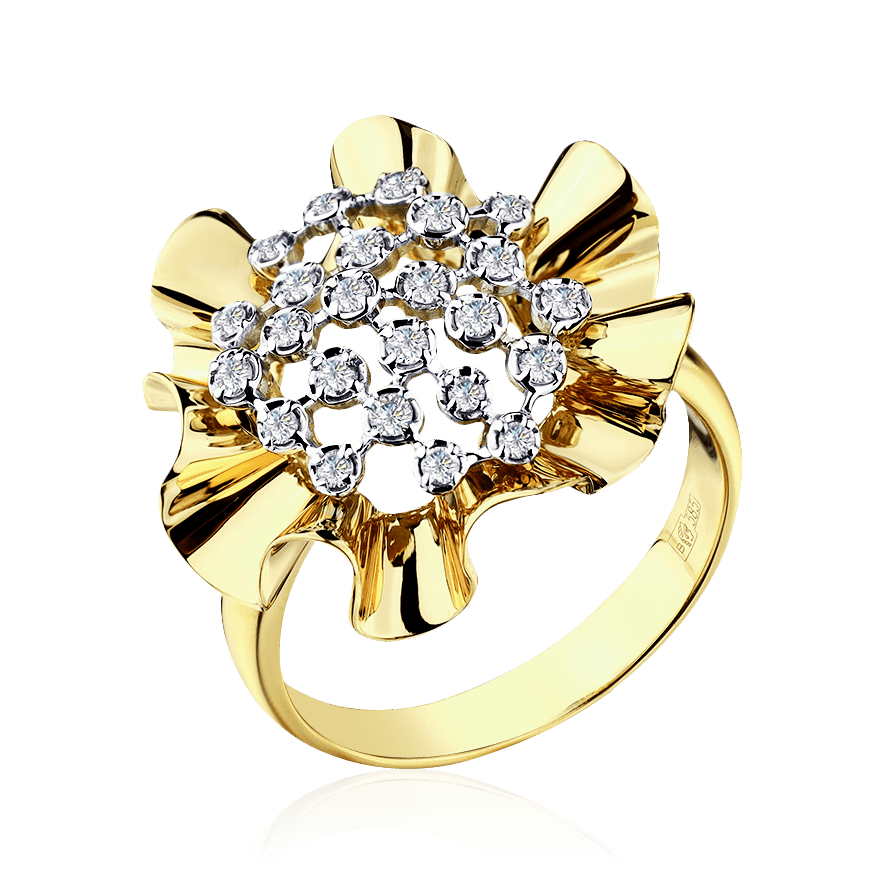 Кольцо с бриллиантами из комбинированного золота 585 пробы (арт. 95452)