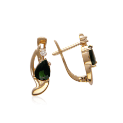 Серьги с изумрудом, бриллиантами из красного золота 585 пробы (арт. 26426)