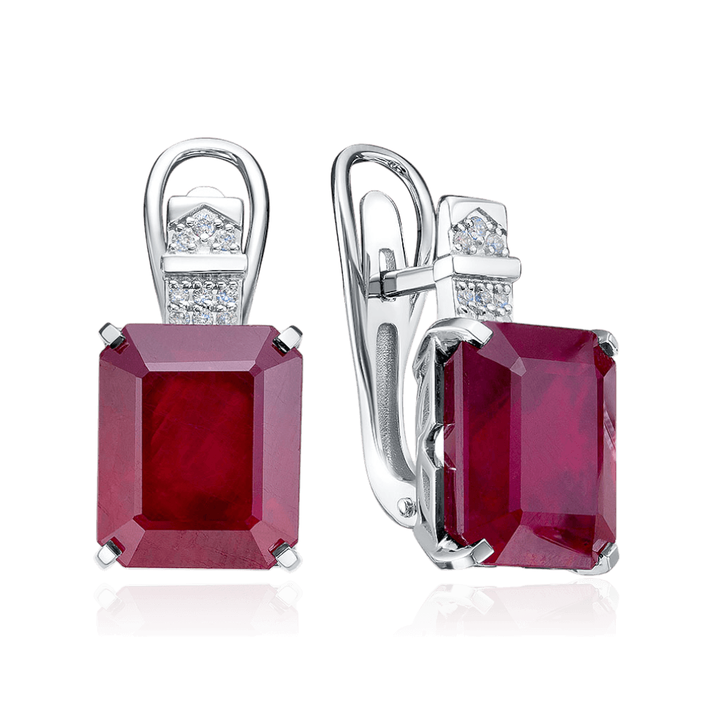 Серьги с рубином, бриллиантами из красного золота 585 пробы (арт. 132030)