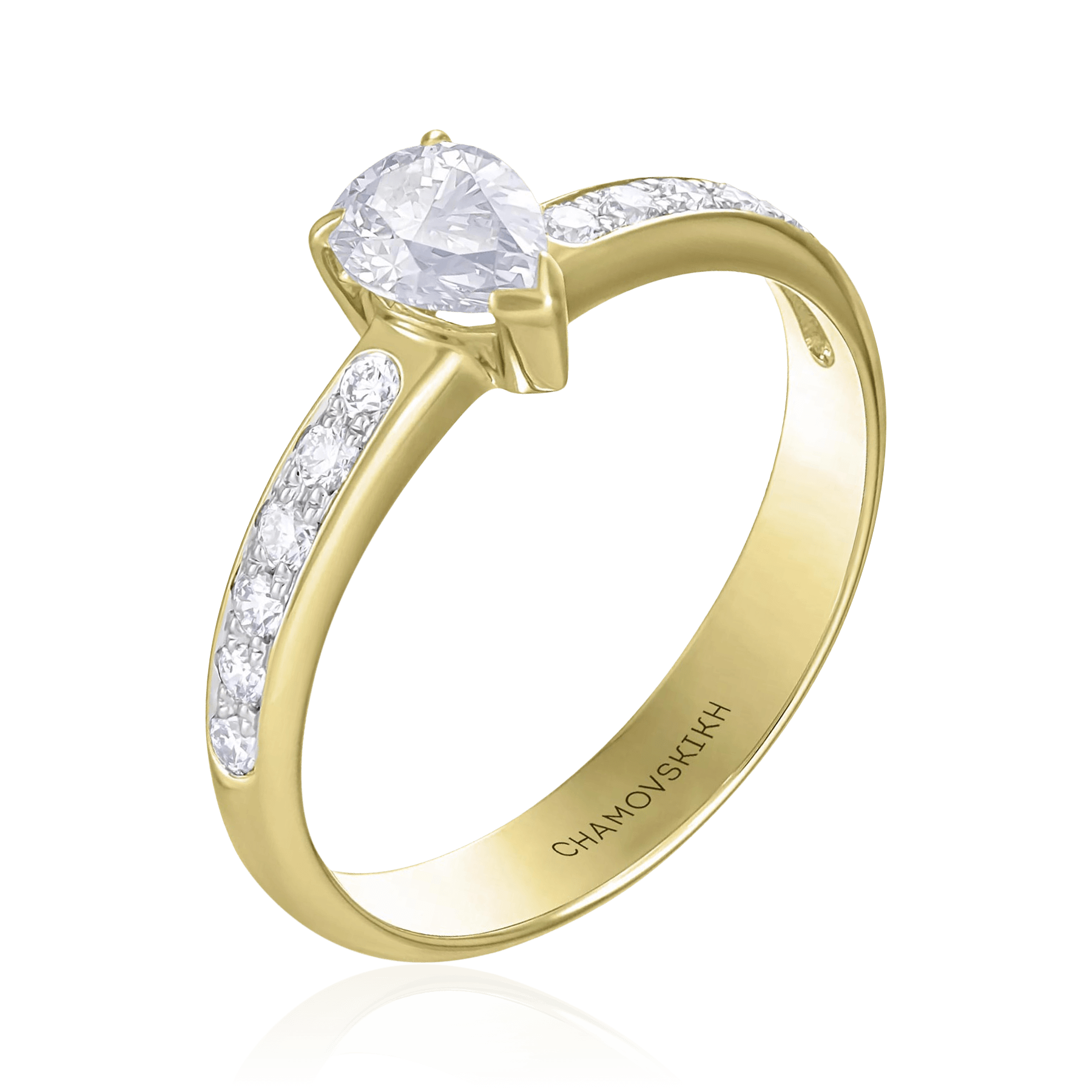 Кольцо с 1 бриллиантом из желтого золота 750 (арт. 82676)