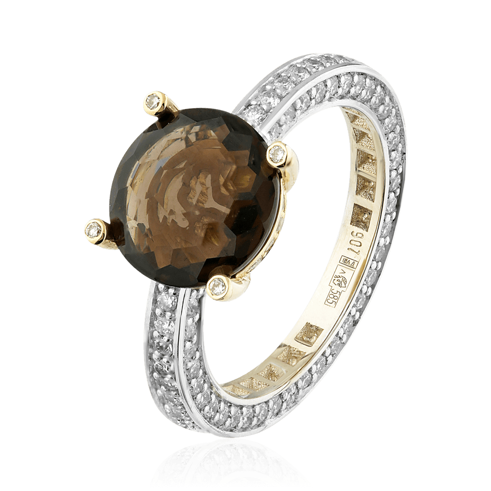 Кольцо с бриллиантами, кварцем из белого золота 585 пробы, фото № 1