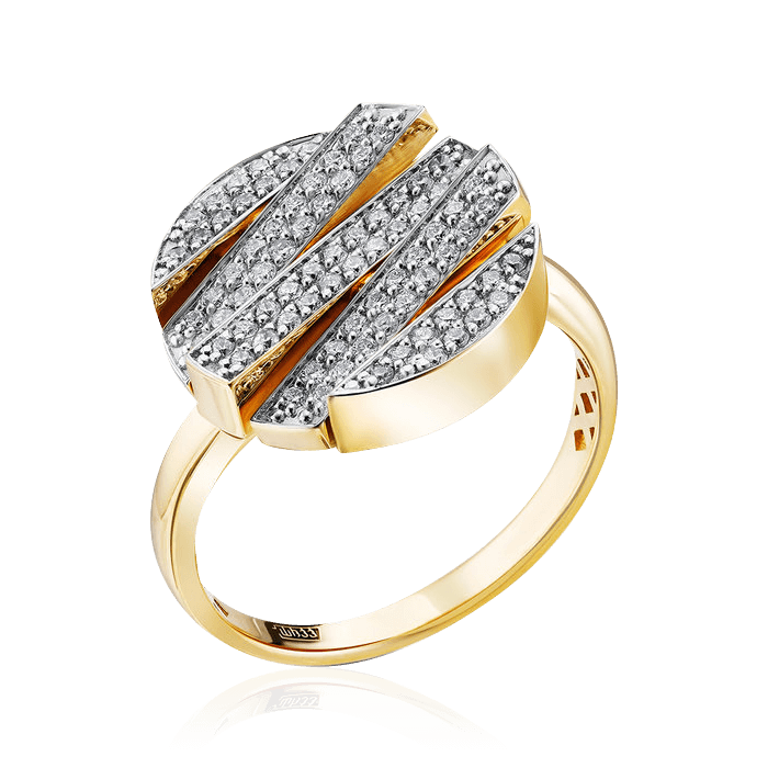 Кольцо с бриллиантами из желтого золота 585 пробы (арт. 100030)