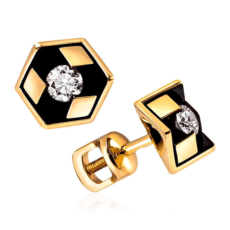 Серьги с бриллиантами из желтого золота 585 пробы (арт. 50520)