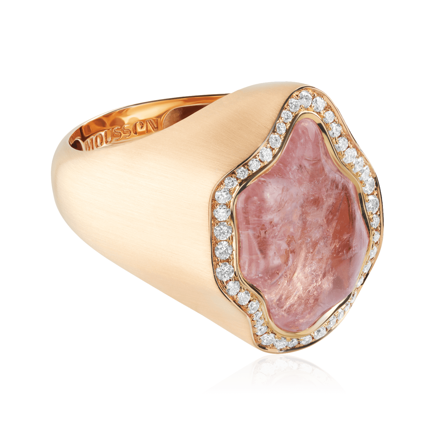 Кольцо с морганитом, бриллиантами из желтого золота 750 пробы, фото № 2