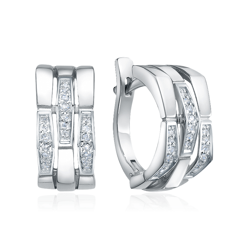 Серьги с бриллиантами из белого золота 585 пробы, фото № 1
