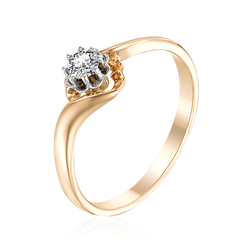 Кольцо с 1 бриллиантом из красного золота 585, фото № 1